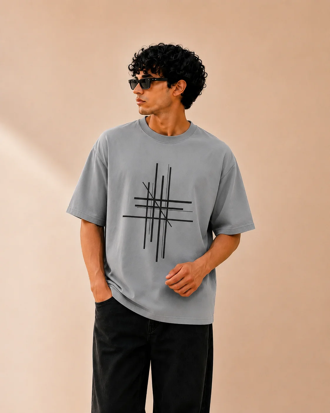 Crosshatch geometric tee