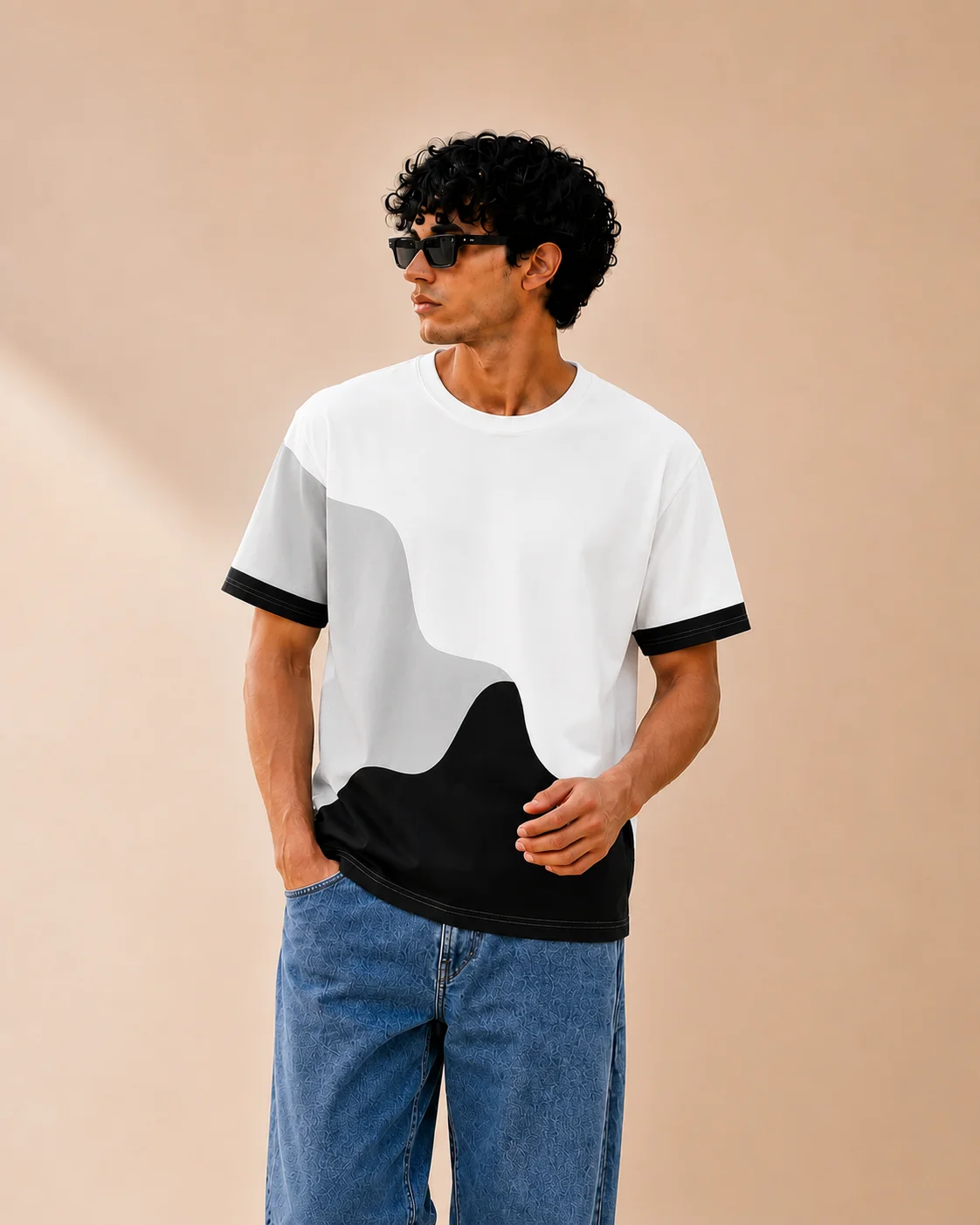 Wavy colour block tee