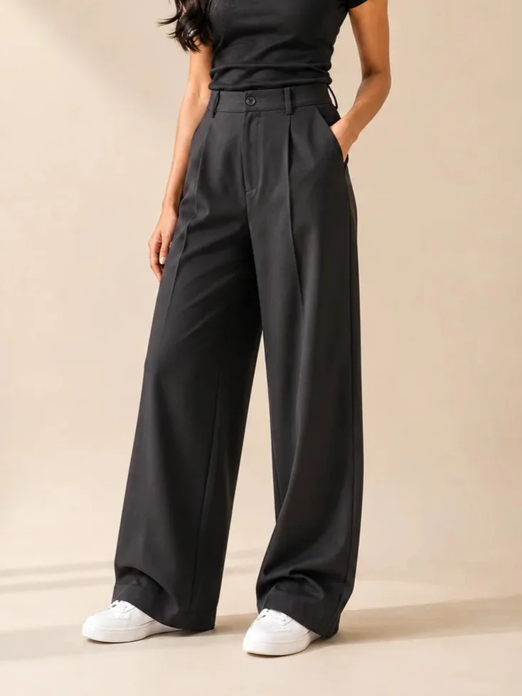 Pleated wide-leg