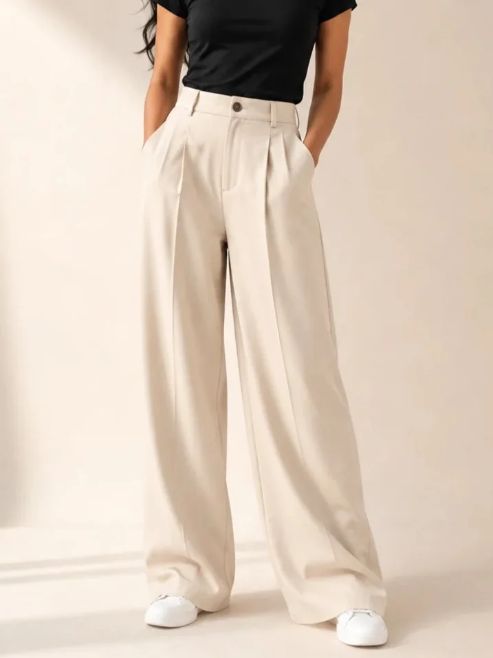 Pleated wide-leg