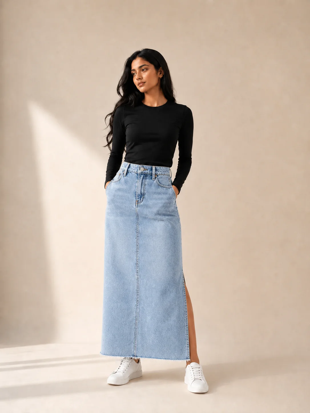 Denim midi skirt, photo 2 of 5