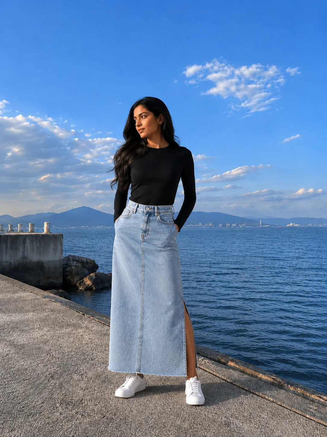 Denim midi skirt, photo 4 of 5