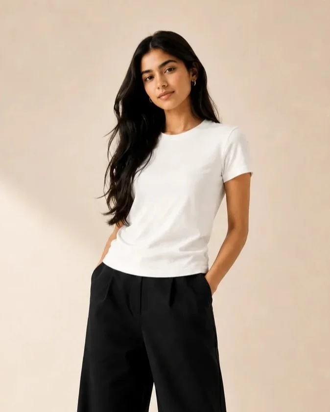 Plain fitted tee
